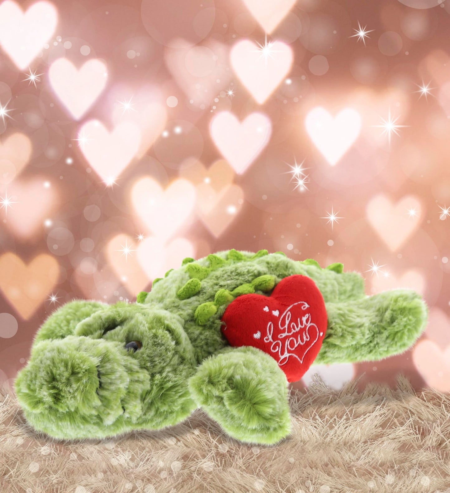 DolliBu I Love You Valentine Plush Alligator - Cute Stuffed Animal with Red Heart and Name Personalization Gift for Valentines Day, Birthday