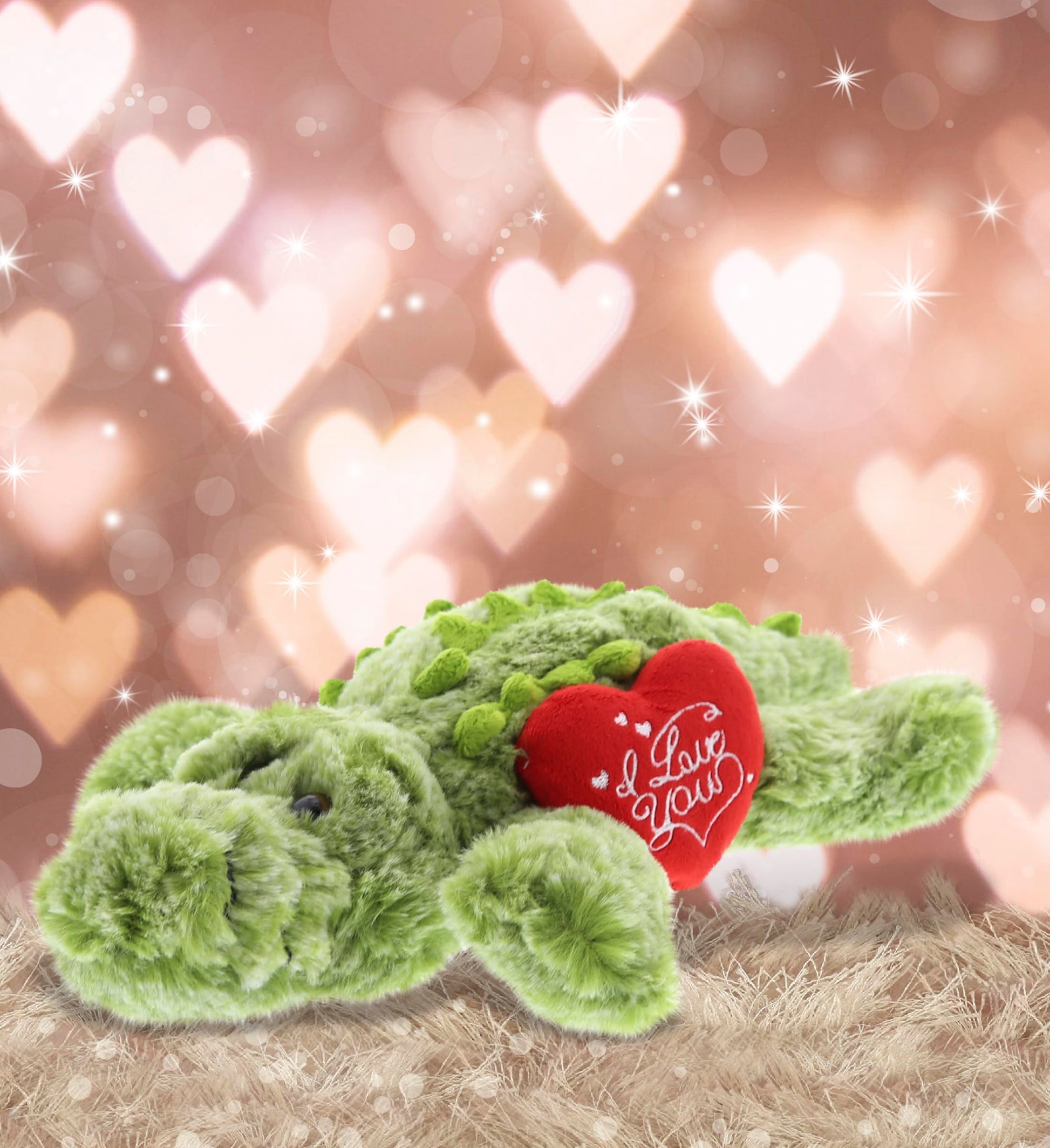 DolliBu I Love You Valentine Plush Alligator - Cute Stuffed Animal with Red Heart and Name Personalization Gift for Valentines Day, Birthday