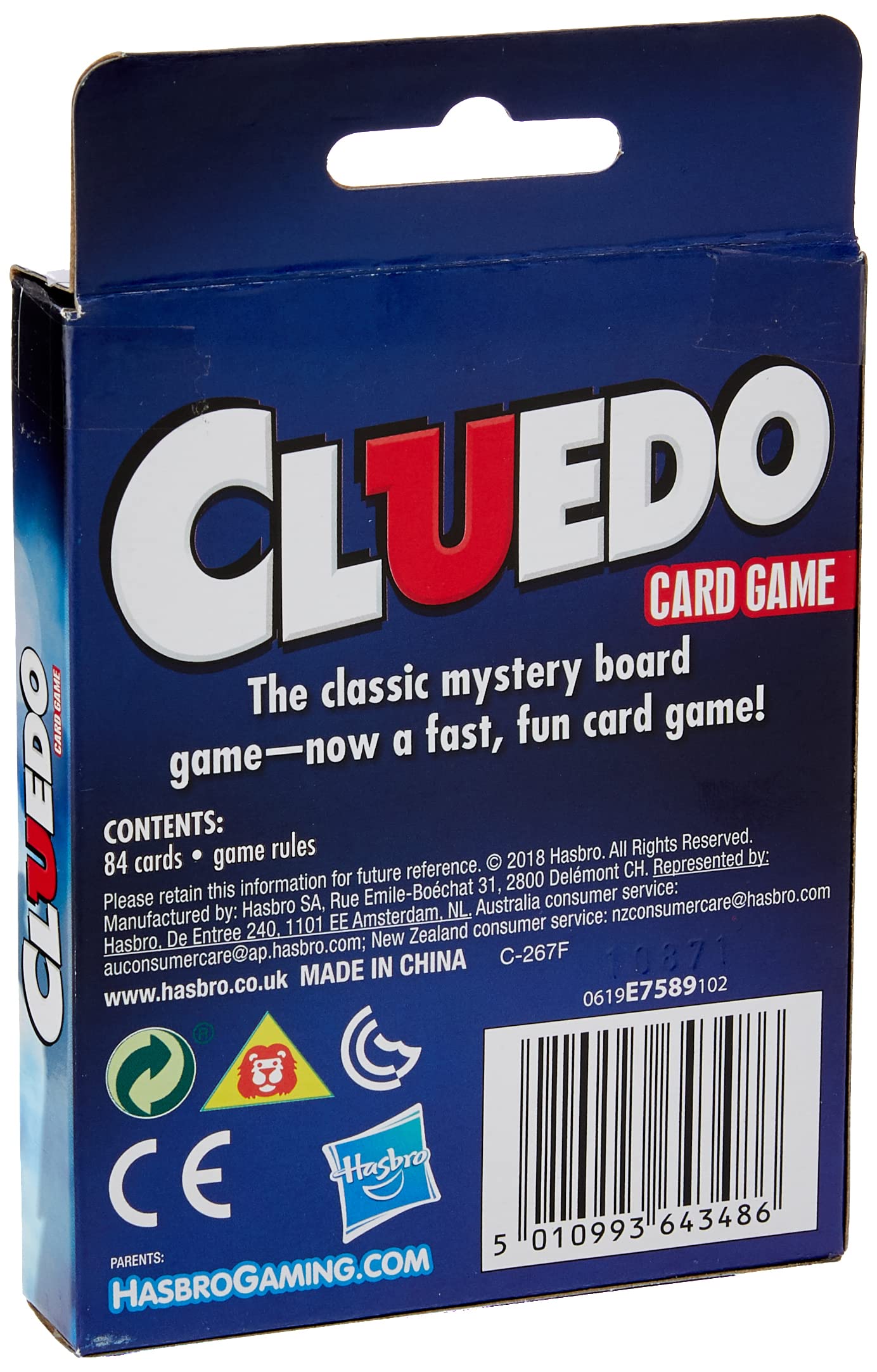 Hasbro Gaming Clue Card Game for Kids Ages 8 and Up, 3-4 Players Strategy Game