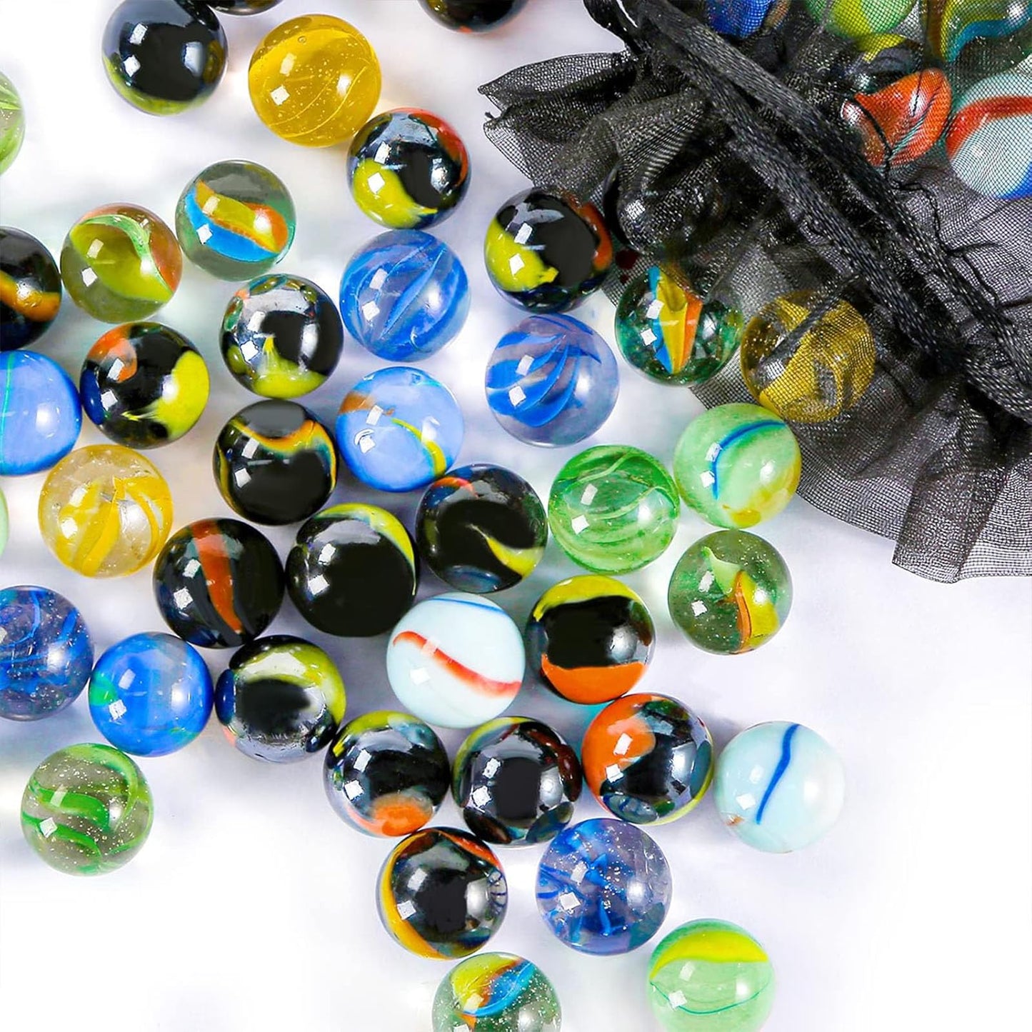 POPLAY Colorful Glass Marbles, 0.6 Inch Marbles Bulk