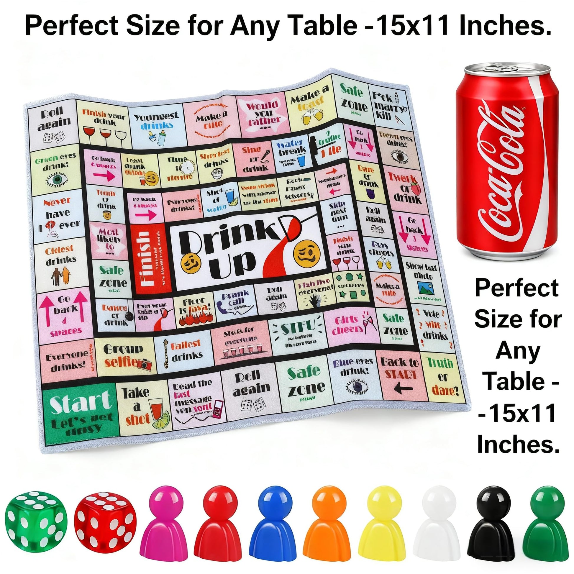 FlamingoCasa Portable Drinking Game Travel Set: Compact Foldable Board & Dice for Camping, Tailgating, Beach - On-The-Go Fun