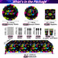 XJLANTTE 225 Pieces Glow Neon Party Supplies - Balloon, in the Dark Birthday Banner, Garlands, Cake Topper, Tablecloth, Plates, Napkins and Cup