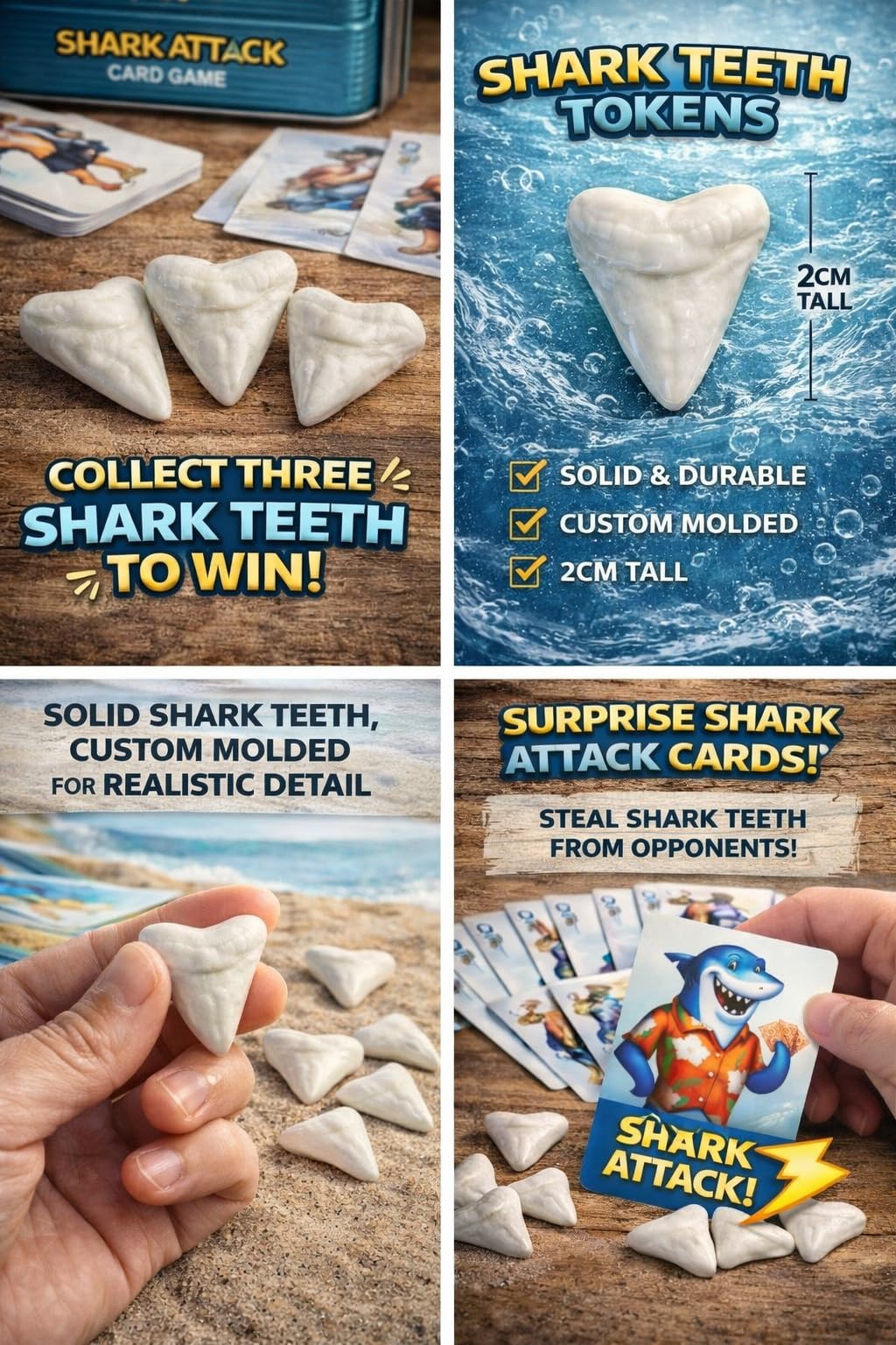 Ski House Games Shark Attack Card Game Beach Travel Family 2 to 6 Players