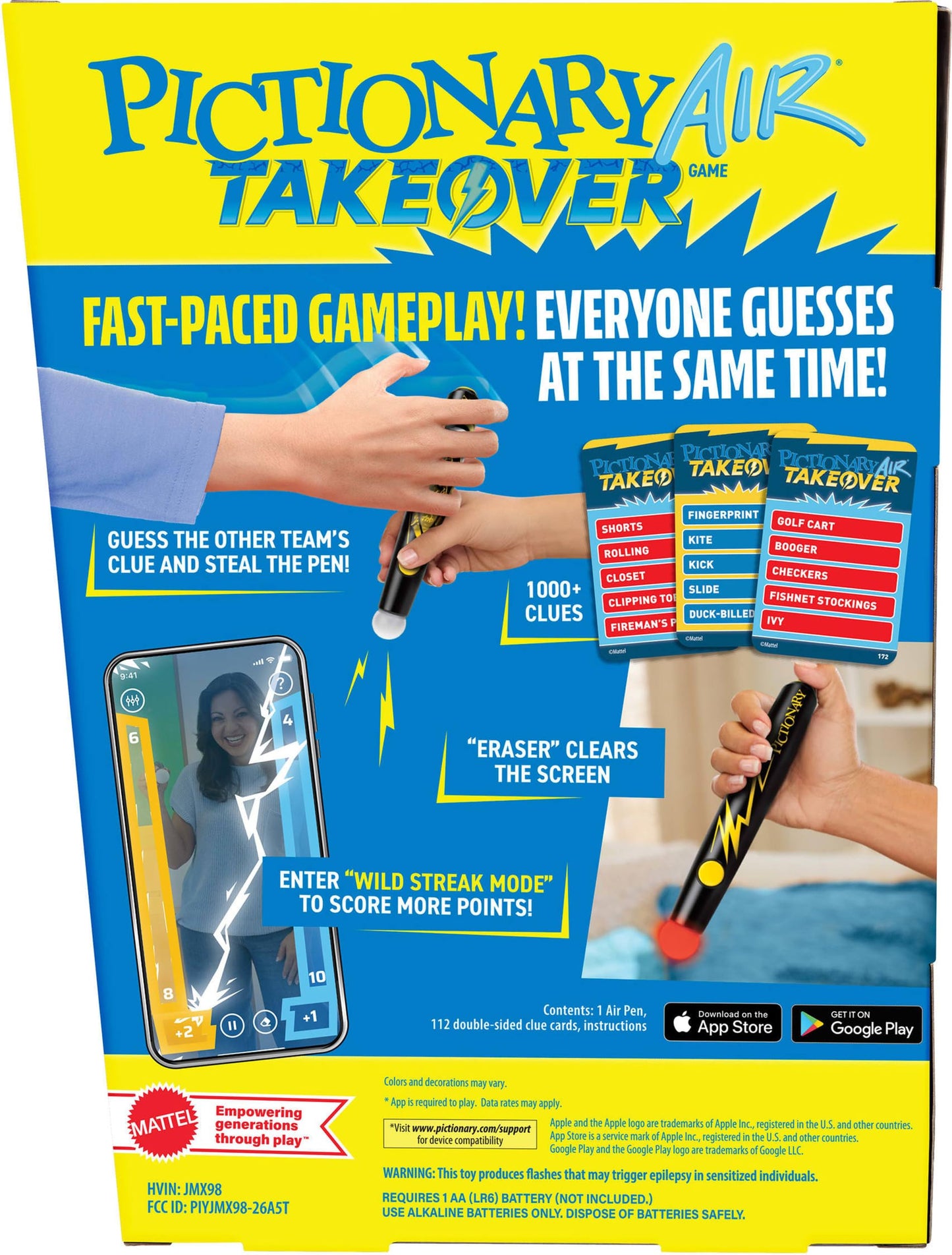 Mattel Games Pictionary Air Takeover Family Game for Kids, Adults & Game Night with Electronic Pen & Clue Cards for Groups Ages 8+