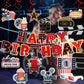 Movie Night Decorations, Movie Night Supplies, Happy Birthday Banner Hanging Swirls Movie Theme Party Decorations for Birthday Party Film Backdrop