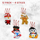 4E's Novelty Foam Christmas Character Ornament Crafts for Kids (12 Pack) Santa, Gingerbread Man, Snowman, & Penguin Christmas Crafts for Kids Toddlers
