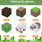 TOCCOOL Magnetic Building Block Set, Pixelated Grass Building Block Assembly Kit, Including Sheep and Rabbit Accessories, Can be Used for Creative DIY
