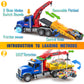 I DIY Big Tow Truck Toy Set With 4pcs Pull-Back Race Car, Friction Powered Transport Truck, Light & Sounds - Construction Toy for Boys Age 3-8