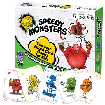 THE PURPLE OWL Speedy Monsters - Card Games for Kids Ages 4-8, Fast-Paced and Easy to Learn. Fun, Colorful Monster Match Game. No Reading Required. No