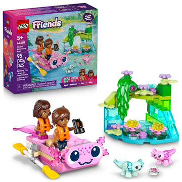 LEGO Friends Axolotl Adventure Boat Building Toy for Girls & Boys - Pretend Play Set for Kids, Ages 5+ - W/Leo Minidoll, Alba Microdoll, 2 Toy Pets, &