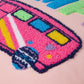 MeMoi Girls Plush-Embroidered Happy Camper Autograph Pillow with Marker Peachy Pink One Size