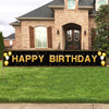 Happy Birthday Banner - 118"x20" Waterproof, Windproof & Tear-Resistant Polyester Sign for Men, Women, Boys & Girls, Black & Gold Indoor/Outdoor