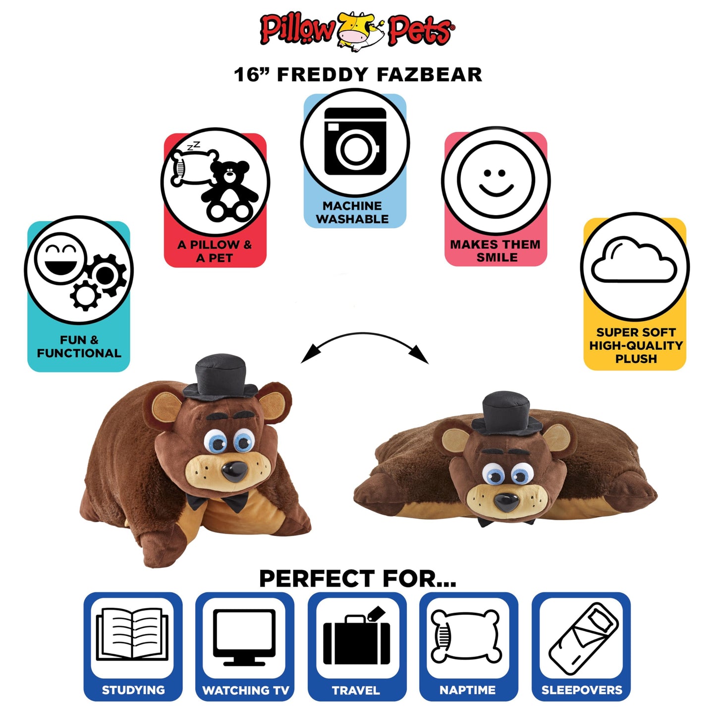 Pillow Pets FNAF Freddy Fazbear, 16" Plush Toy