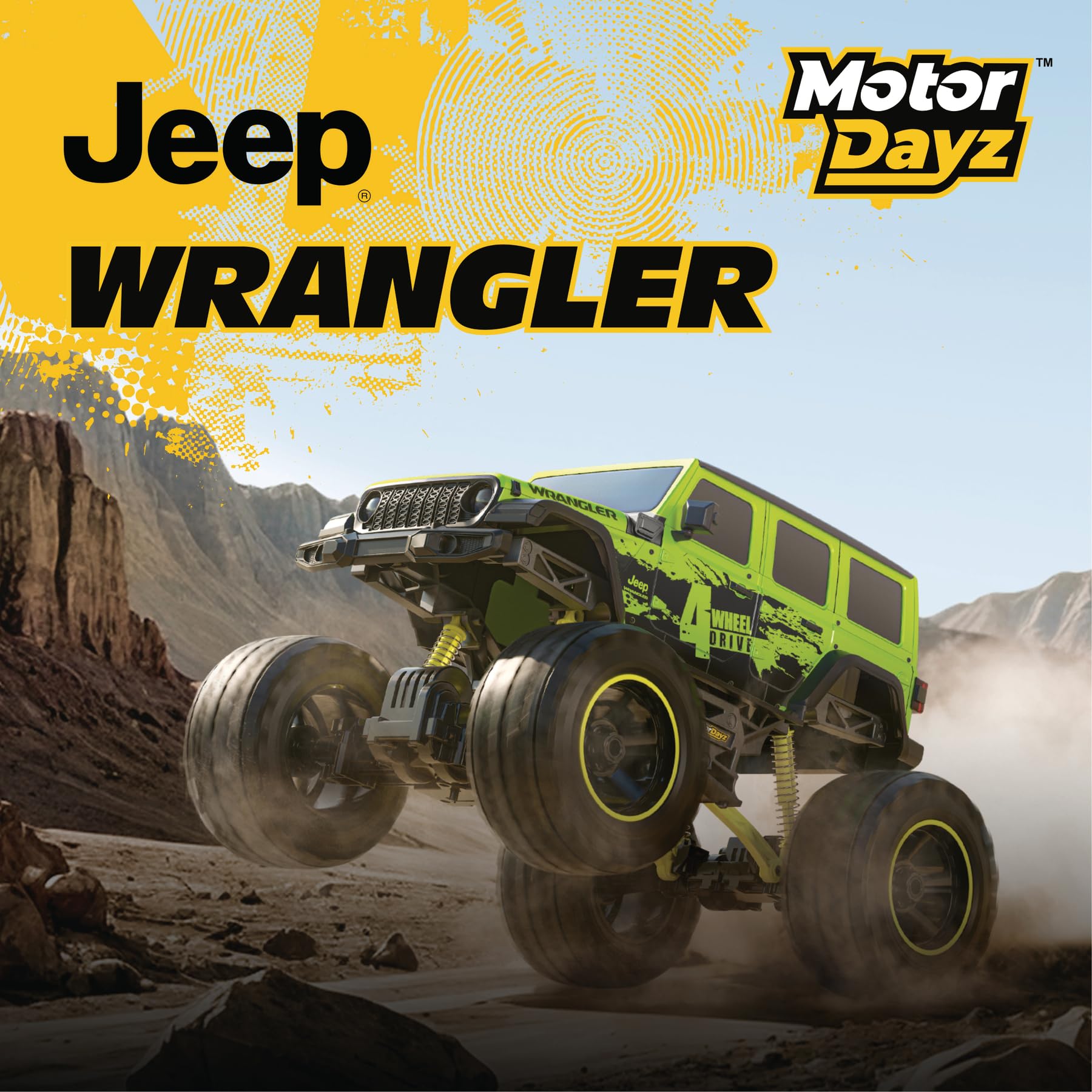Motor Dayz 4WD Heavy Metal Remote Control Car Jeep Wrangler RC Truck Toy- 1:10 Scale, 4-Door, Stamped Metal Body, 2.4GHz Control, USB Rechargeable