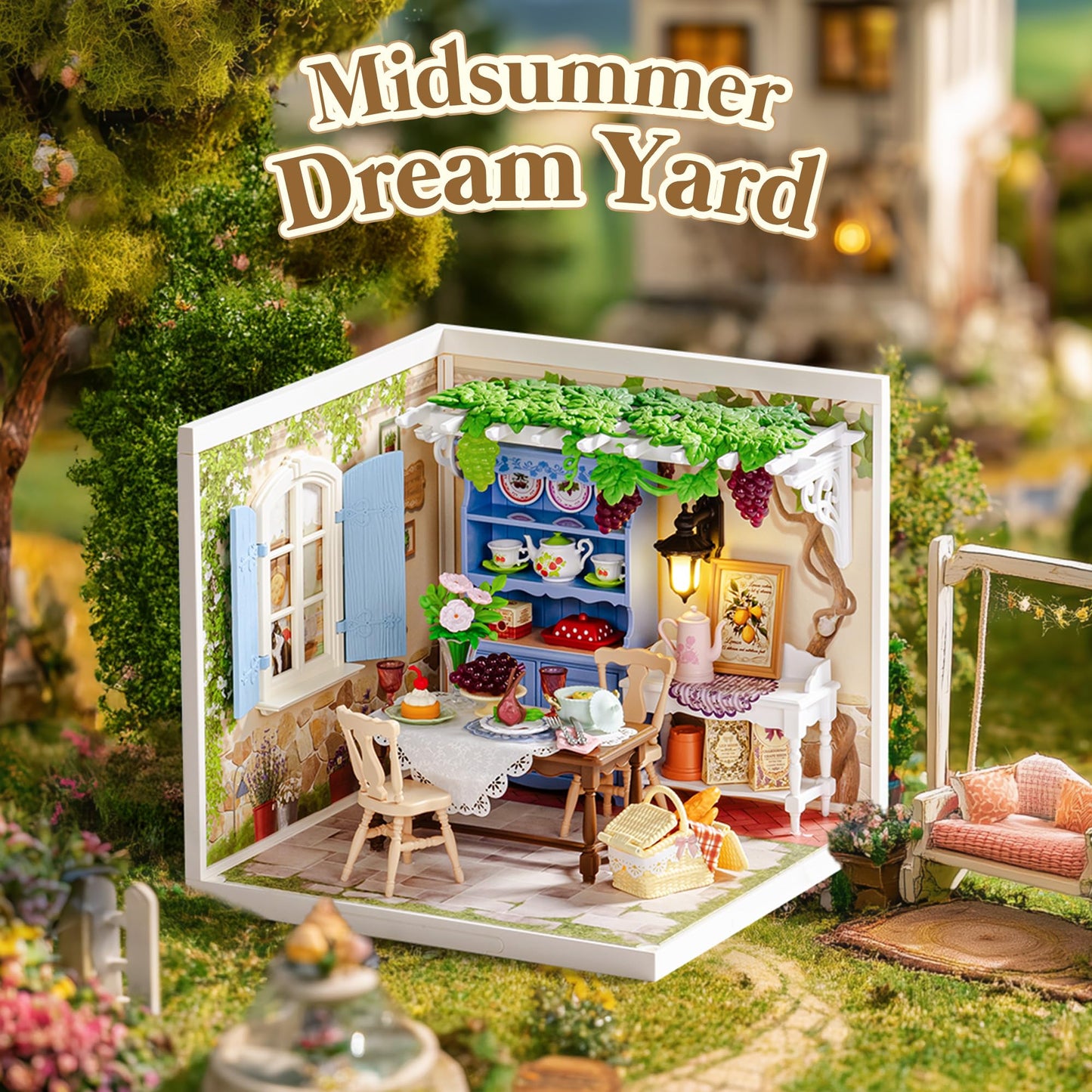ROBOTIME Super Creator Kits, Miniature House Kit, DIY Plastic House Building Toy Set with LED, Tiny Garden Making Kit Model Craft Hobby Unique Gift