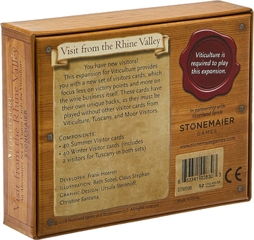 Stonemaier Games: Viticulture: Visit from the Rhine Valley Expansion by Jamey Stegmaier & Tido Lorenz | 80 New Uniquely Illustrated Visitor Cards |