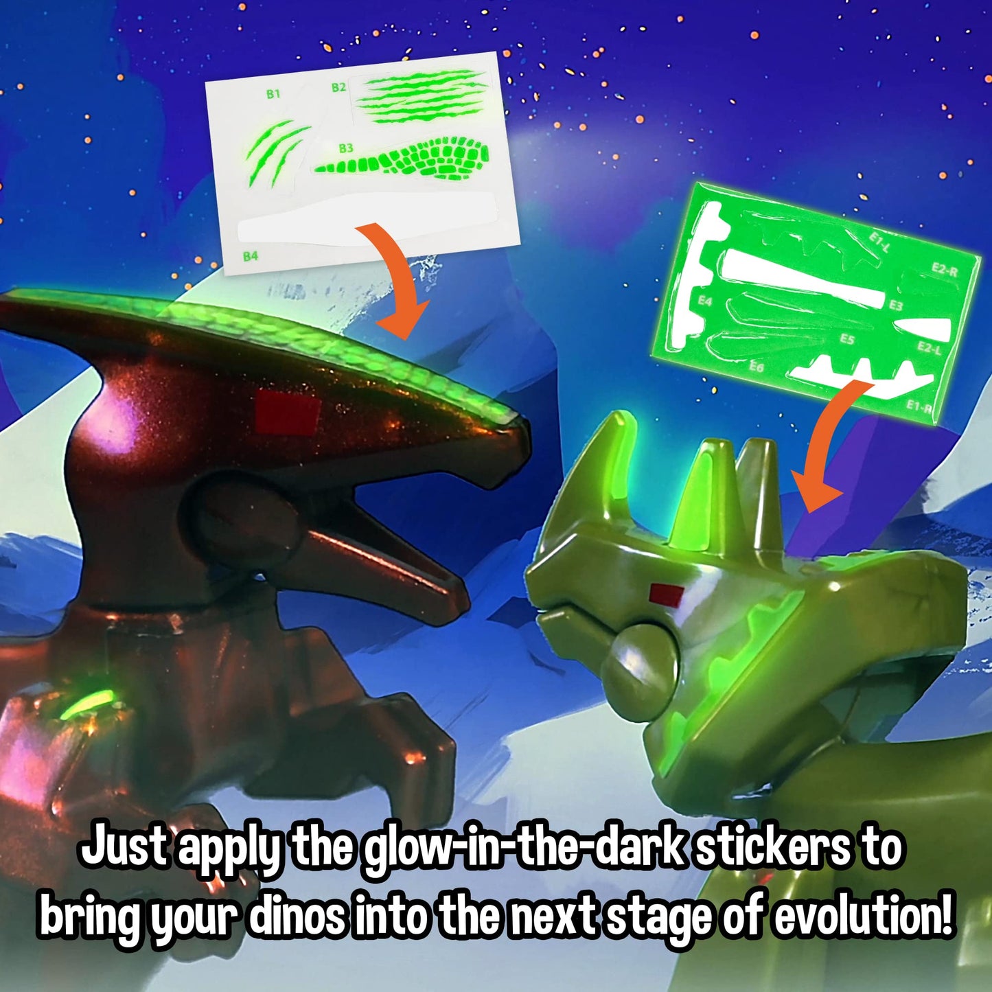 Zing Stikbot Glow in The Dark Dino Egg Pack - Set of 7 Eggs with Dino Figures & Stickers, Poseable Stop Motion Animation Toy for Kids Ages 4+