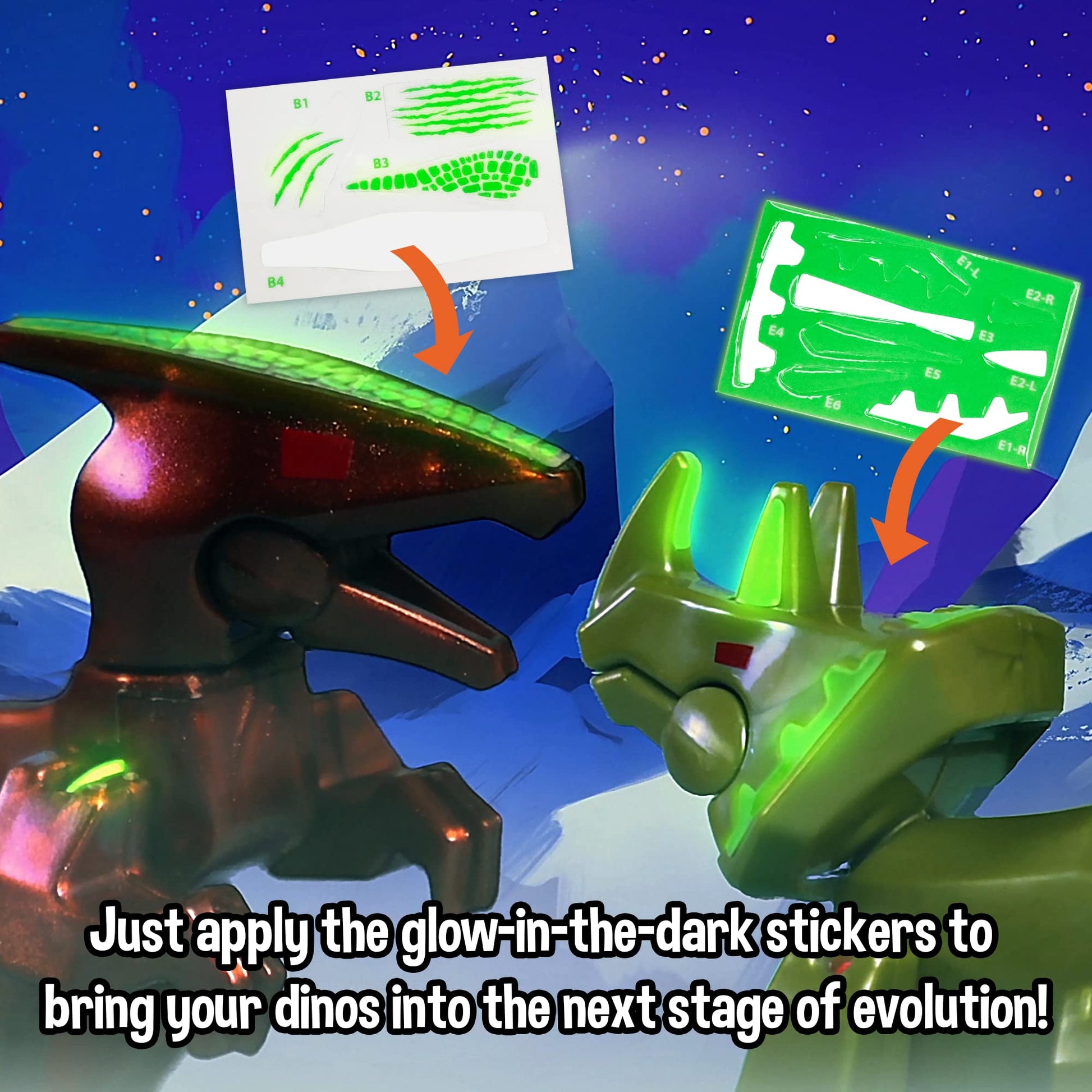 Zing Stikbot Glow in The Dark Dino Egg Pack - Set of 7 Eggs with Dino Figures & Stickers, Poseable Stop Motion Animation Toy for Kids Ages 4+