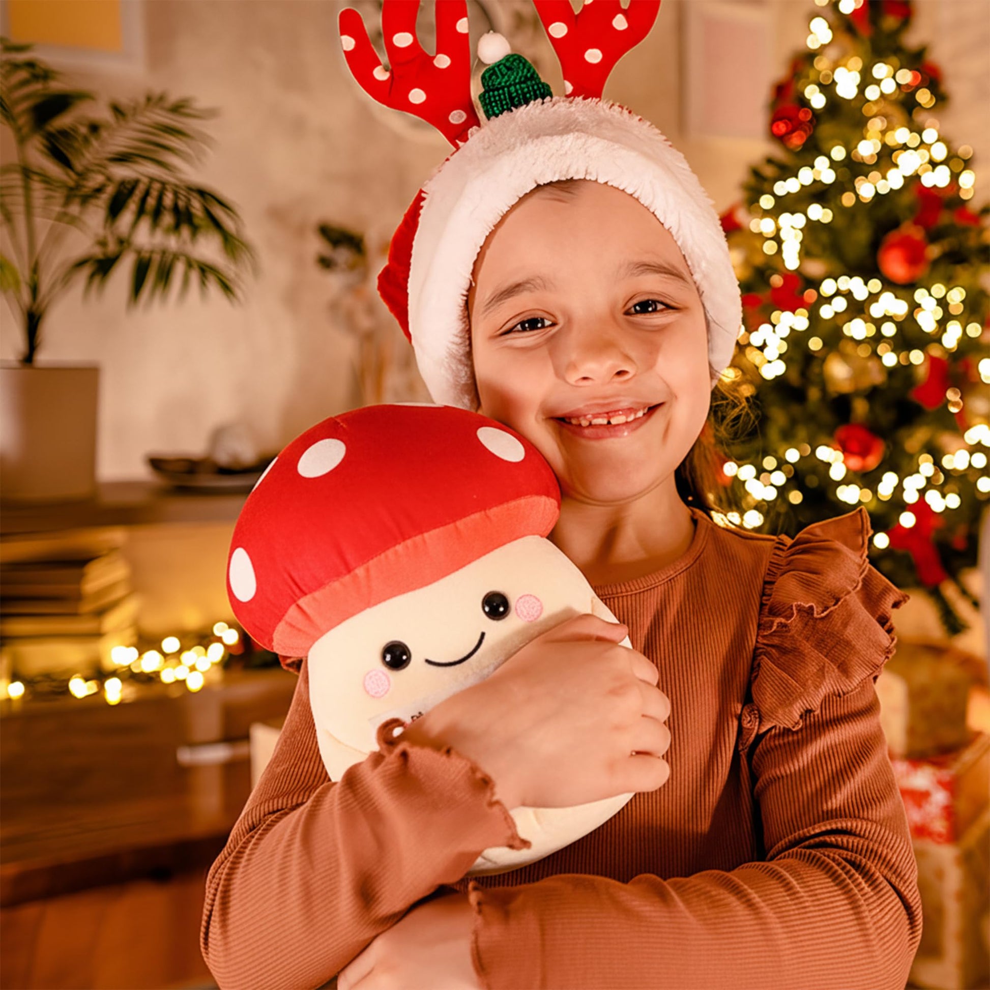 Fungi Fun Emotional Companion Mushroom Plush Toy, Cute Stuff Toys for Girls, Kids and Teens, Motivational Mushroom Stuffed Plush Toy, Room Office