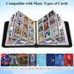 QULUXAO PU Leather Baseball Card Binder 4 Pocket,Holds 400 Cards Double Sided Black Card Binder,50 Removable Sleeves Baseball Cards Binder,3 Ring
