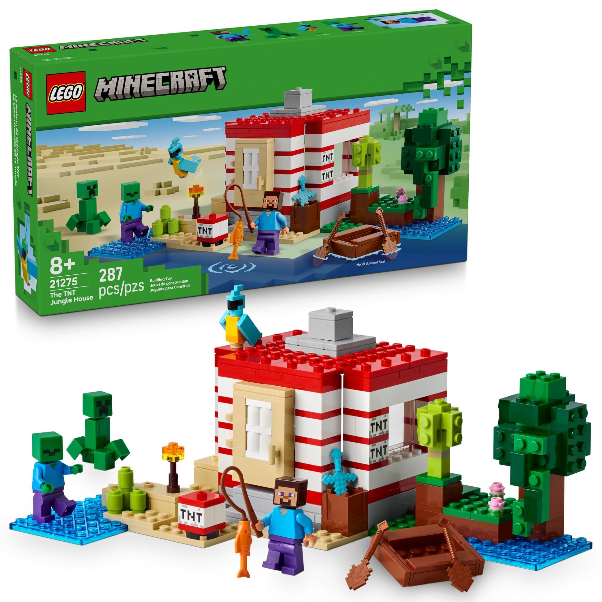 LEGO Minecraft The TNT Jungle House Building Toy - Minecraft Toy for Boys and Girls, Ages 8+ - Gift for Birthdays - Video Game Playset for Fans