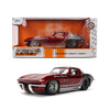 Jada Toys Bigtime Muscle 1:24 1963 Chevy Corvette Die-cast Car - Opening Doors, Hood, Trunk, Rubber Tires(Candy Red/Grey)