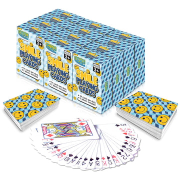 Gamie Mini Smile Playing Cards Deck - Pack of 12-2.5 Inches Tall - Blue Checkerboard Background - Poker-Casino Cards - Carnival Prize, Party Favor