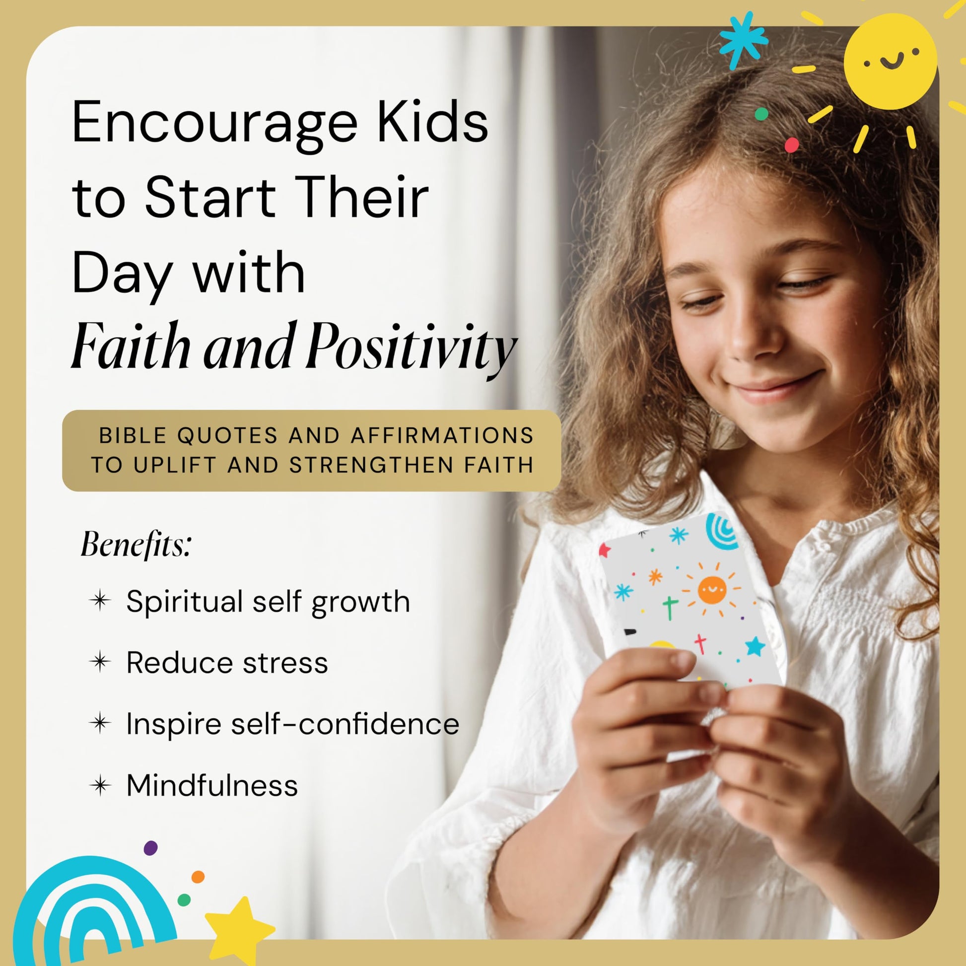 Kids Christian Affirmation Cards | 52 Biblical Affirmations with Bible Verse | Encouragement Christian Gift for Girls and Boys | Inspirational Prayer