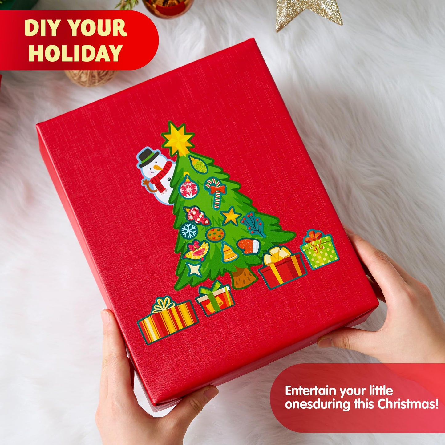 JOYIN 48 Pcs Christmas Sticker Sheets, Christmas Craft Supplies for Kids, Make Your Own Characters Mix and Match Sticker Sheets with Trees, Kids Party