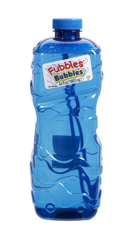 Little Kids Bubbles by Fubbles 64oz Non Toxic Bubble Solution | Refill Solution for Bubble Machines and Bubble Toys | Bubble Wand Included, Colors May