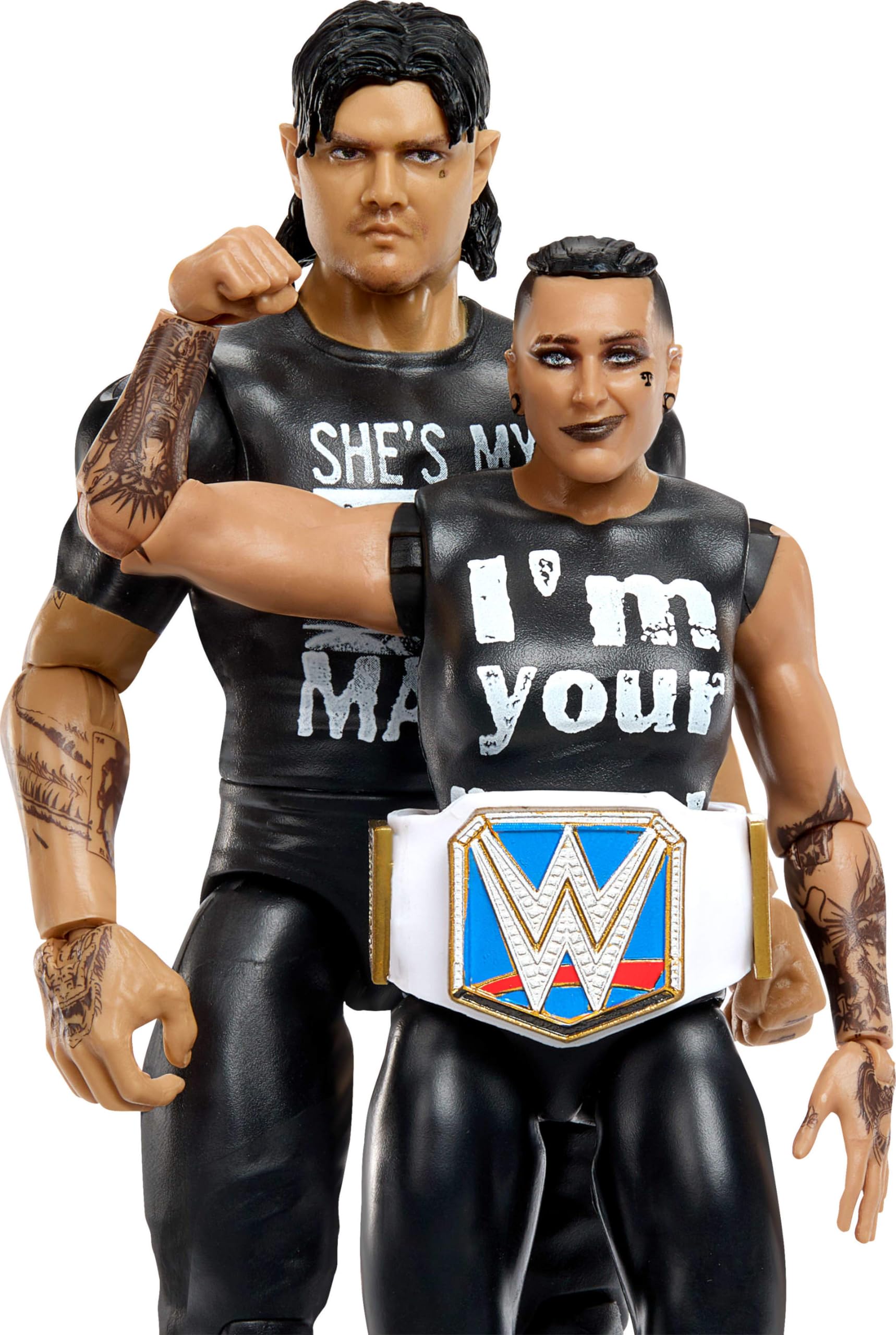 Mattel WWE Main Event Championship Showdown 2-Pack Action Figures & Accessory, Series #20 ‘Dirty’ Dominik Mysterio vs Rhea Ripley Collectible Set