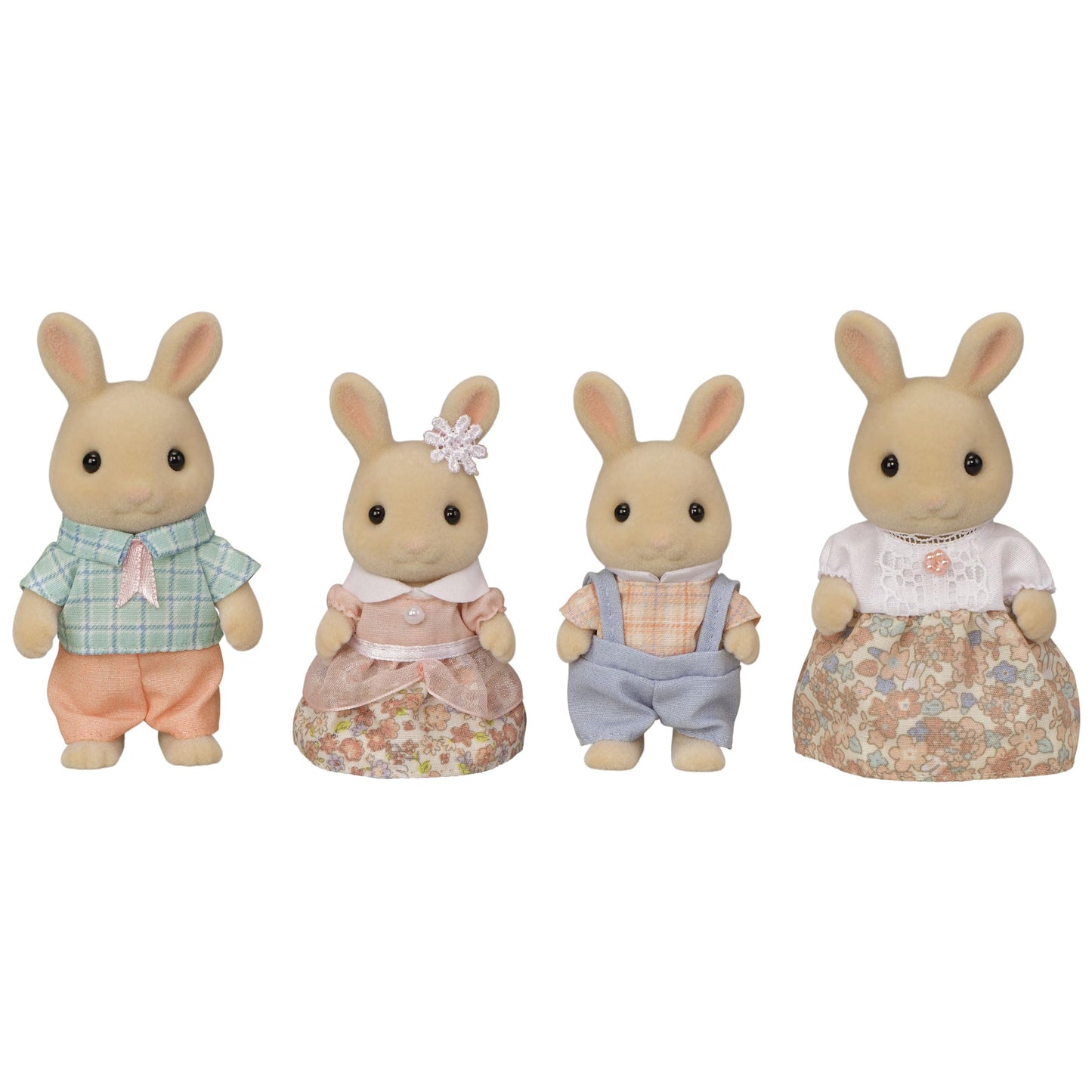 Calico Critters Milk Rabbit Family - Set of 4 Collectible Doll Figures for Children Ages 3+