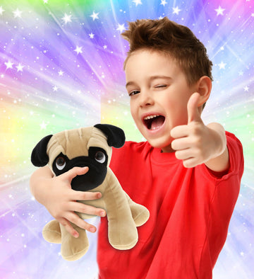DolliBu Sitting Pug Stuffed Animal Dog Plush Toy, Kids & Adults Huggable Puppy Cuddle Gifts, Cute Stuffed Animals for Toddler & Baby First Teddy Bear