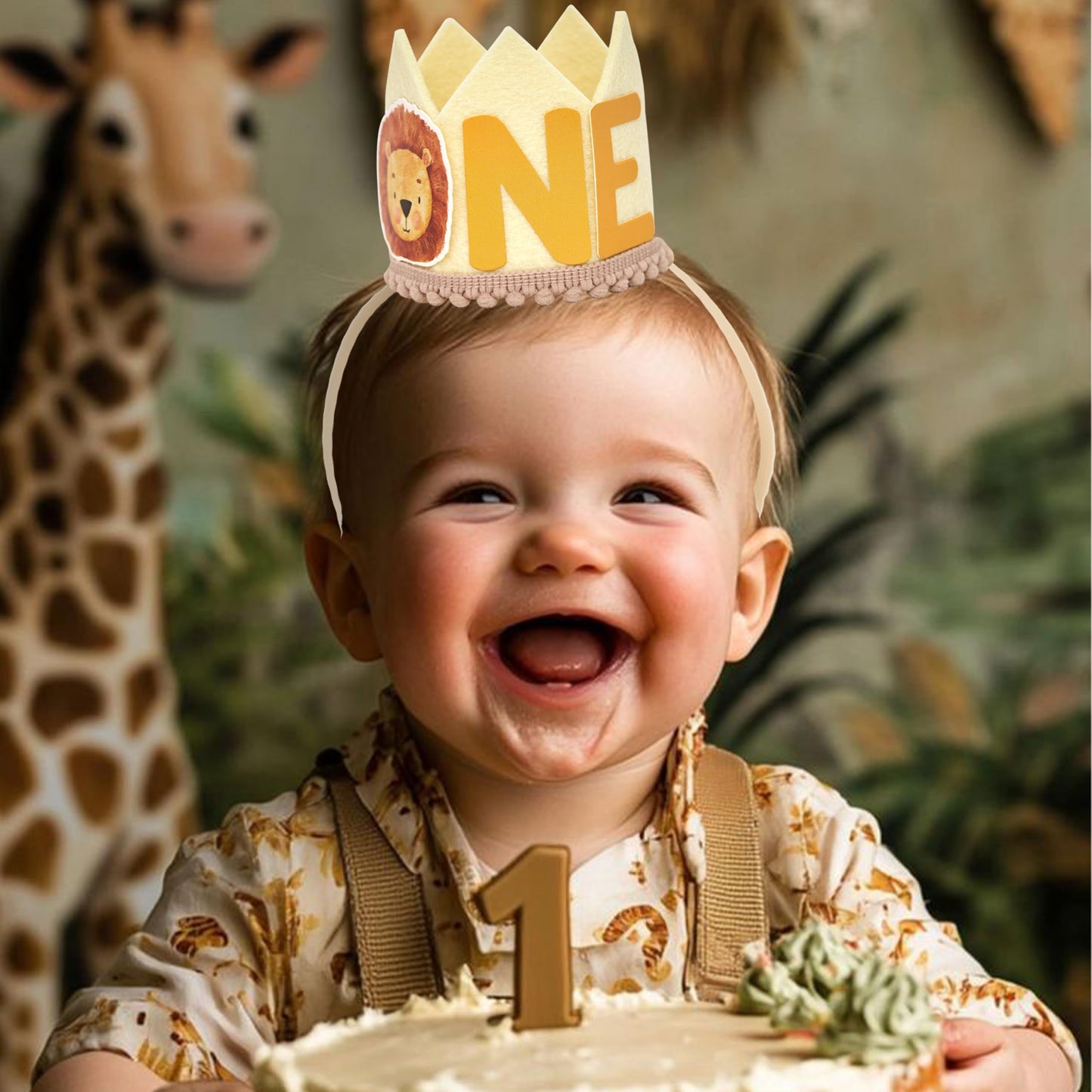 QIANGDAGSI Lion Theme 1st Birthday Crown