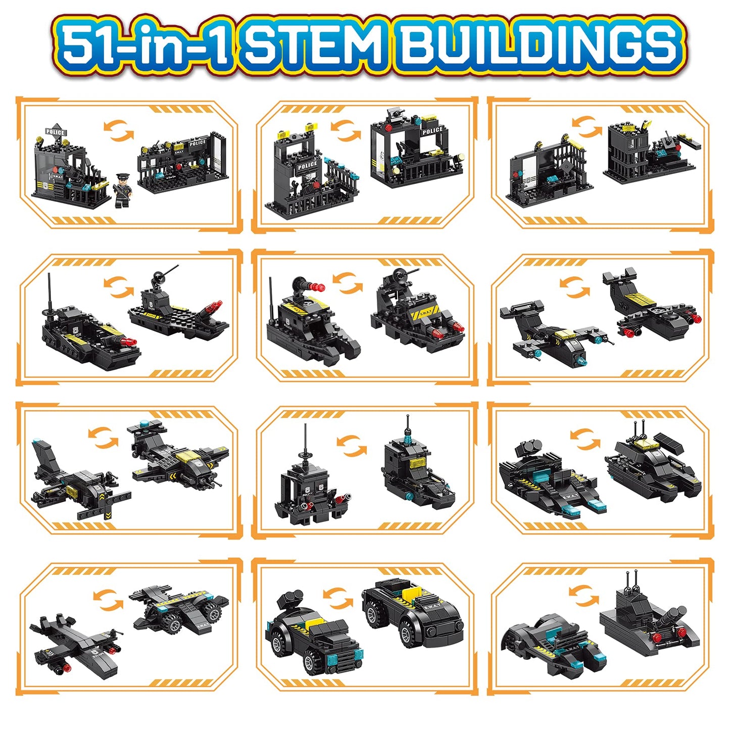 HISTOYE 51-in-1 Robot Building Kit for Kids Stem Building Toys Erector Set for Boys 8-12 Engineering Stem Projects Construction Building Blocks Toys