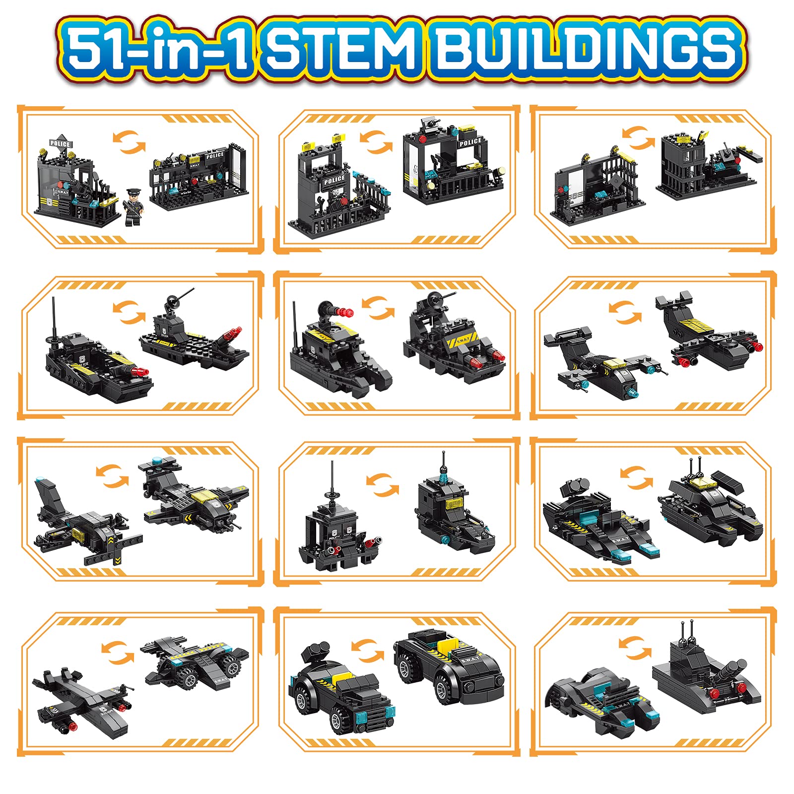 HISTOYE 51-in-1 Robot Building Kit for Kids Stem Building Toys Erector Set for Boys 8-12 Engineering Stem Projects Construction Building Blocks Toys