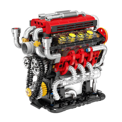 HXBIU Small V8 Engine Model Kit that Runs- 538-Piece Mini Engine Building Set with Rechargeable Electric Motor, Finely Crafted Parts, STEM DIY Technic