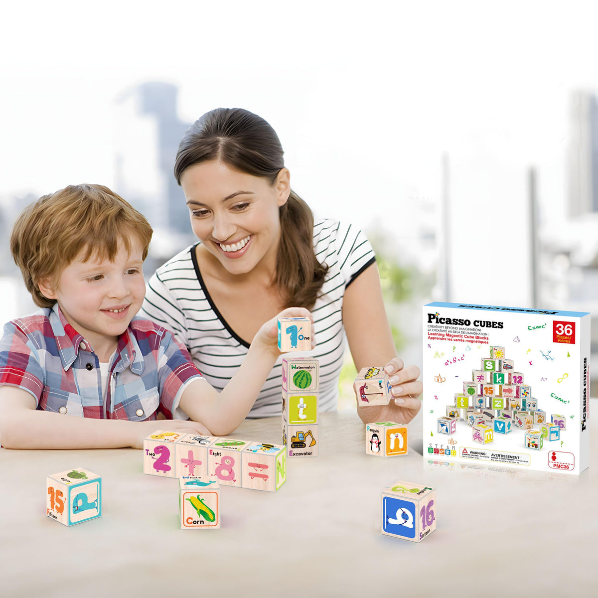 Magnetic Cubes Magnet Building Block Sensory Activity Center 1" Puzzle Cube 216 Pattern Early Education Toy Letter Alphabet Number Shape STEAM