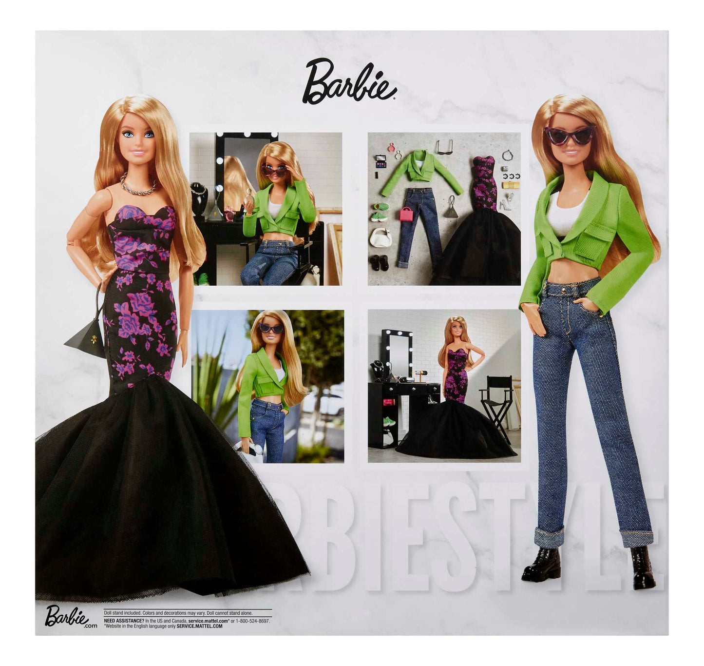 Barbie BarbieStyle Fashion Studio Set with Fully Posable Doll (Blonde), Vanity with Mirror & Chair, 2 Looks, 3 Pairs of Shoes & 15 Accessories, HBX98