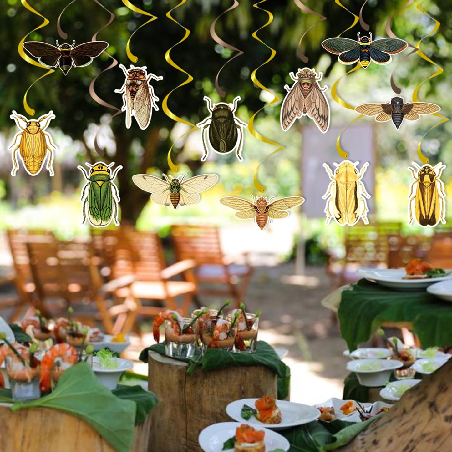 12 Pcs Bug Hanging Swirls 2 Pcs Insect Banners for Bug Party Decorations Insect Birthday Party Supplies