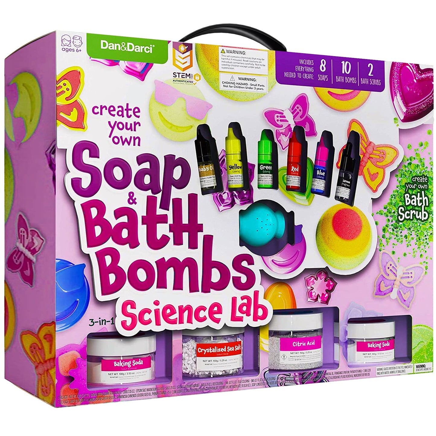 Dan&Darci Soap & Bath Bomb Making Kit for Kids, 3-in-1 Spa Science Kits, Craft Gifts for Girls & Boys Age 6-12 Year Old Girl Crafts: DIY Experiment
