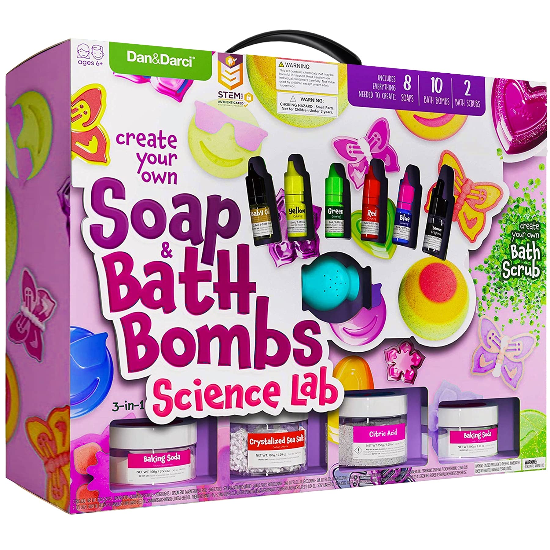 Dan&Darci Soap & Bath Bomb Making Kit for Kids, 3-in-1 Spa Science Kits, Craft Gifts for Girls & Boys Age 6-12 Year Old Girl Crafts: DIY Experiment