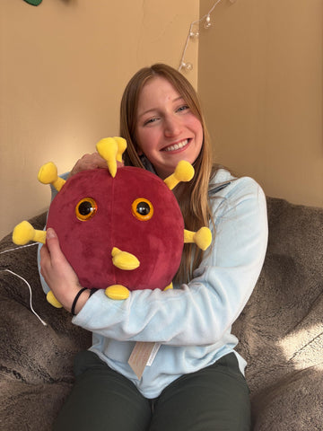 Gigantic COVID Plush 16” - Soft Pillow Sized Plush Features Signature Spike Proteins, Great Gift for Scientists, Educators and Healthcare Workers