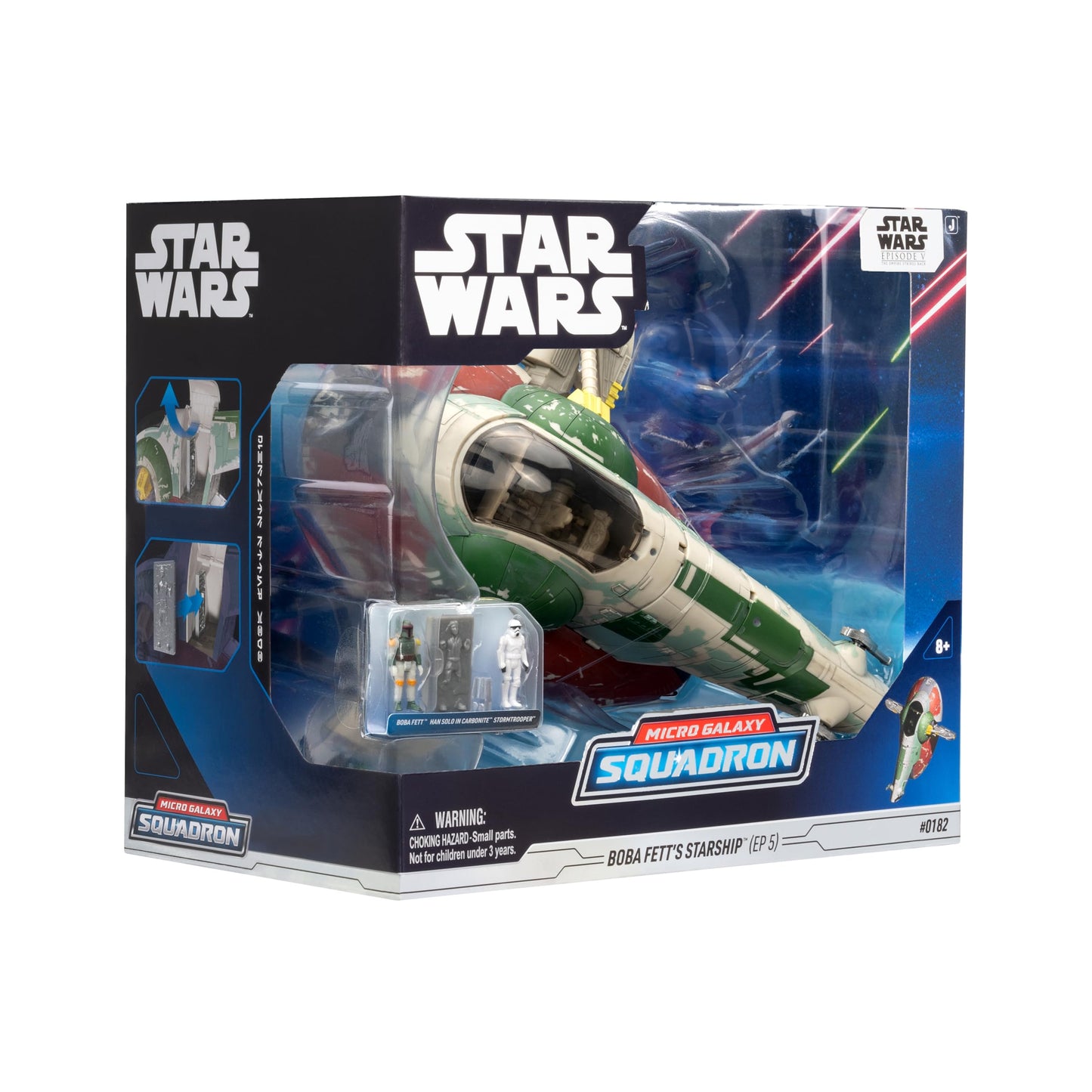 Star Wars Micro Galaxy Squadron Boba Fett's Starship (Ep 5) - 7-Inch Vehicle with Flight Display Stand and Three 1-Inch Micro Figure Accessories