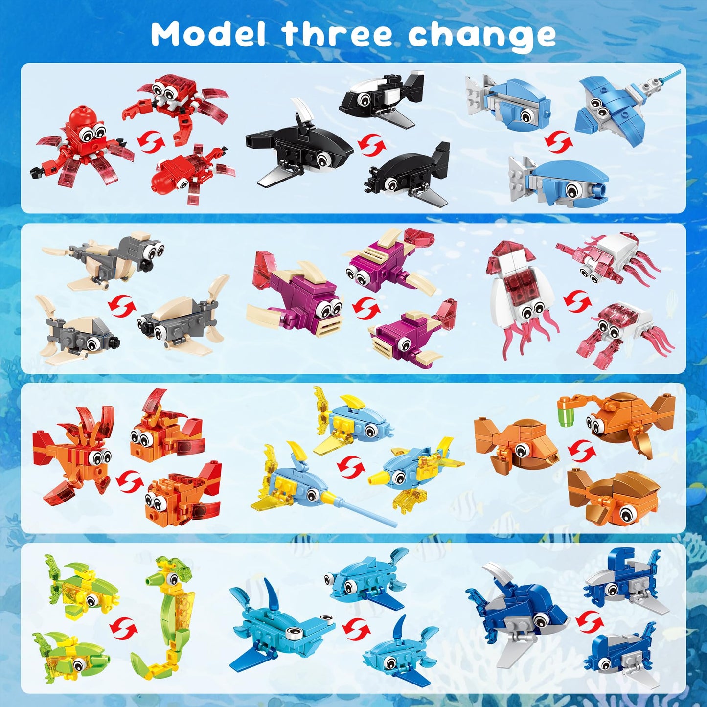 ZIYOSTAR 12 Packs 36 Kinds of Marine Animals Building Blocks Toy, DIY Marine Animals Building Blocks Sets for Classroom Prizes Toy,Birthday Favors