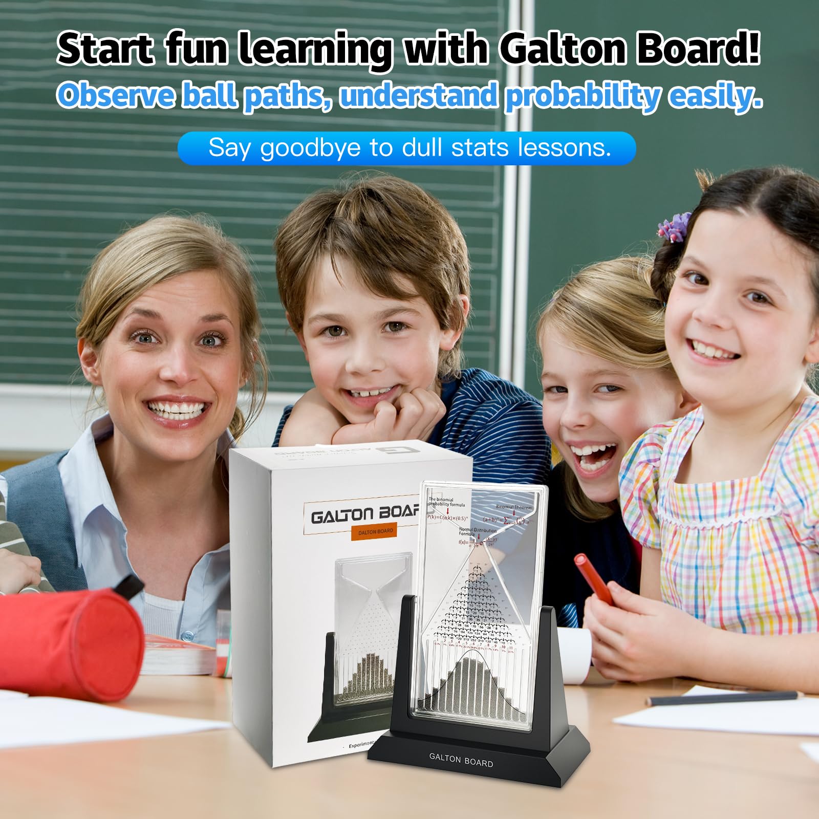 Dimind Galton Board Probability Demonstration Model - 12.6in Large Physics Learning Desk Toy with 17500 Metal Beads | Statistical Law Experiment Tool