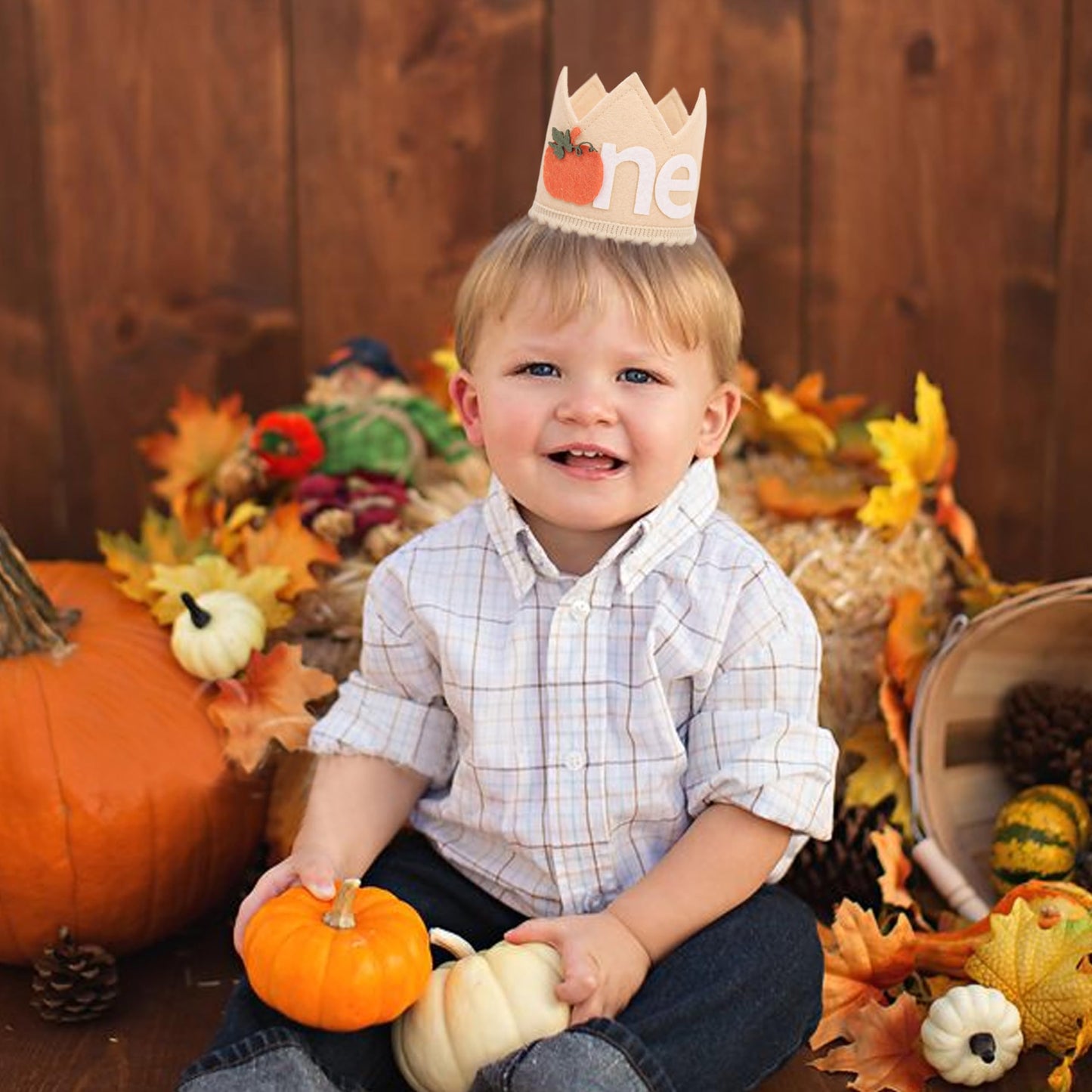 Little Pumpkin 1st Birthday Crown - Pumpkin Theme Crown, Thanksgiving Day Party Supplies, Baby Boy/Girl Fall Cake Smash Photo Prop