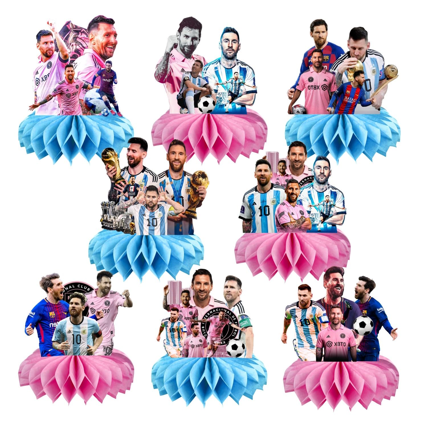 8Pcs Soccer Honeycomb Table Centerpiece Football Birthday Party Supplies Table Decorations for Kids Party Decorations