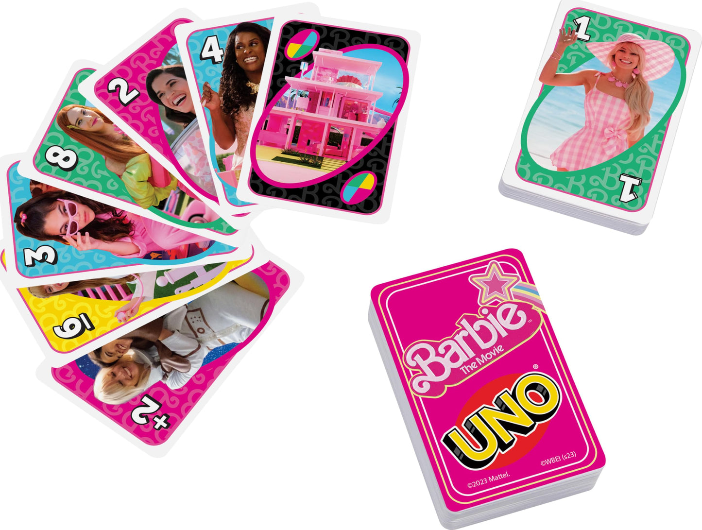 Mattel Games UNO Barbie The Movie Card Game for Kids & Adults Featuring Characters Graphics & Special Rule, 2 to 10 Players