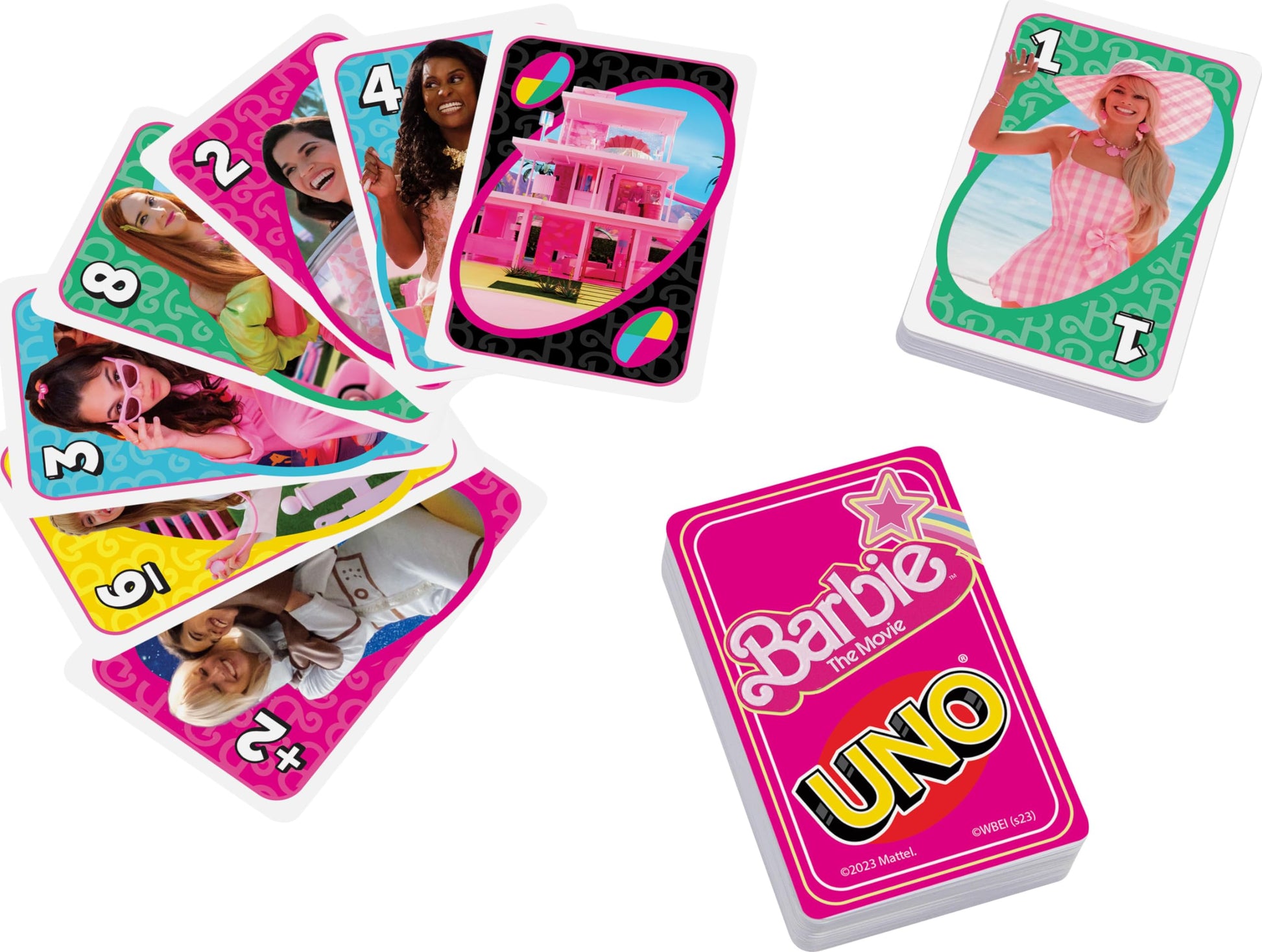 Mattel Games UNO Barbie The Movie Card Game for Kids & Adults Featuring Characters Graphics & Special Rule, 2 to 10 Players